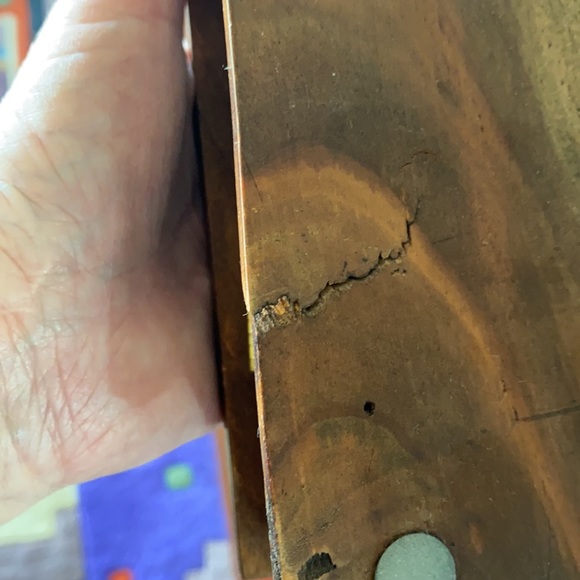 Vintage Carved Wood Box With Attached Lid - Picture 10 of 14